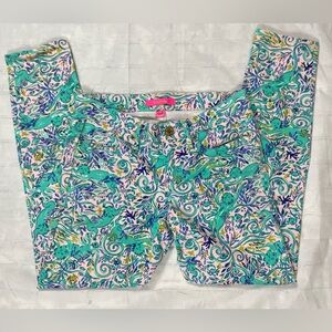 Lilly Pulitzer Women's South Ocean Skinny Pant Monkey Sea Melon Fig Size 4 New